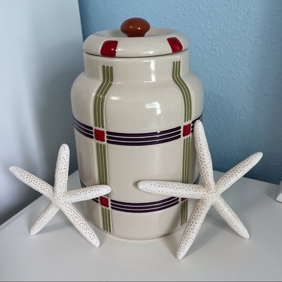 Longaberger Kitchen Longaberger Pottery Canister Plaid 8 2 Tall